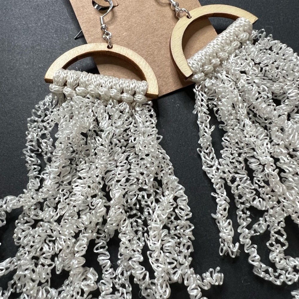 Handmade macramé jellyfish earrings